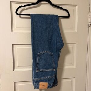 Zara High Waisted Wide Flared Blue Denim Jeans